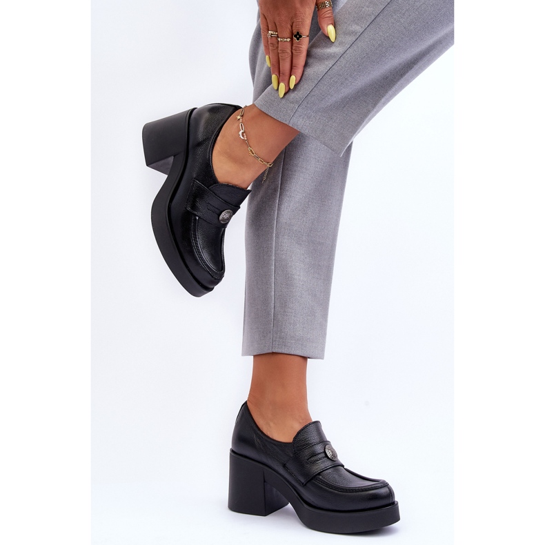 Lemar Scarpe Donna In Pelle Con Tacco Nero Dunadia 2
