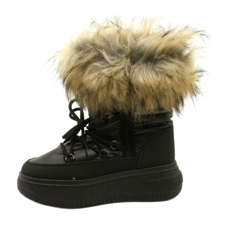 News Stivali da neve femminile con pelliccia 23SN26-6567 Nero 4