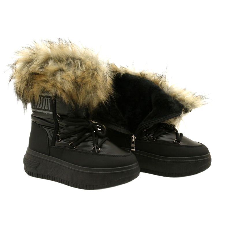 News Stivali da neve femminile con pelliccia 23SN26-6567 Nero 7