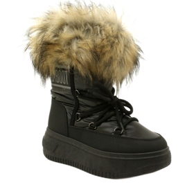 News Stivali da neve femminile con pelliccia 23SN26-6567 Nero 3