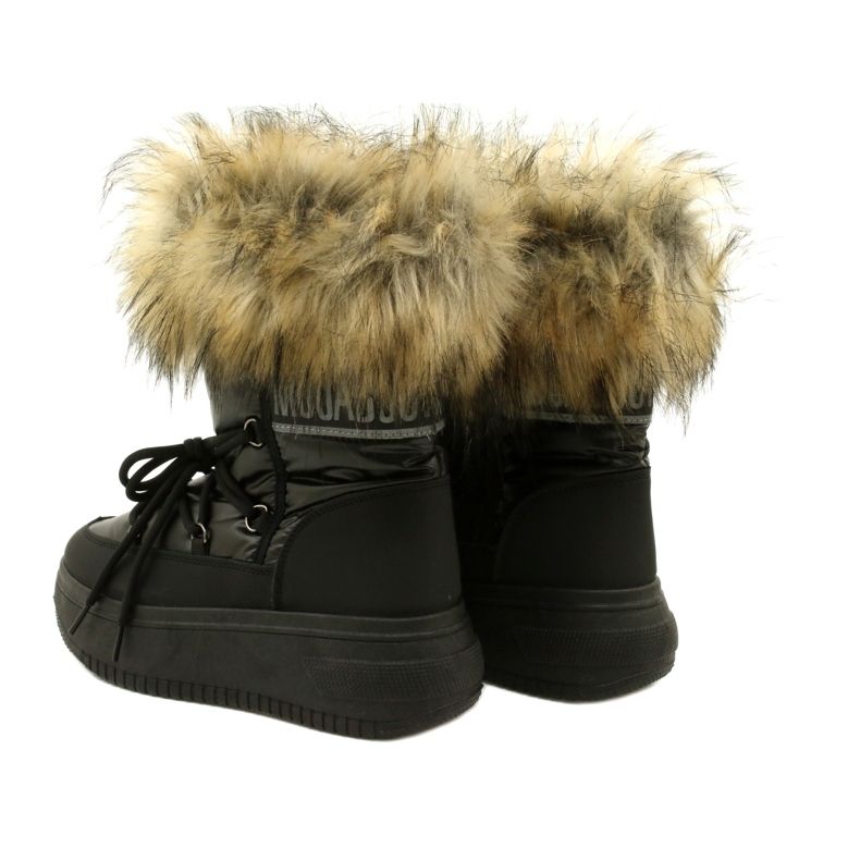News Stivali da neve femminile con pelliccia 23SN26-6567 Nero 6
