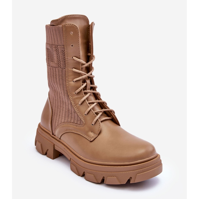 Stivali da lavoro stringati da donna Marlissa beige scuro 2