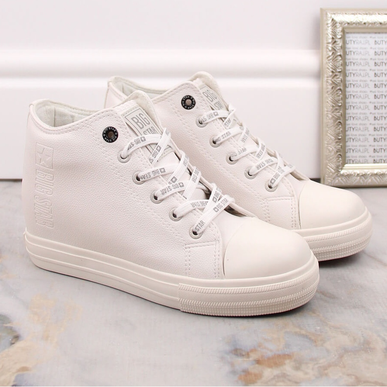 Sneakers da donna sulla zeppa bianca Big Star EE274128 2