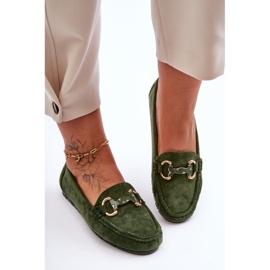 PG1 Mocassini Da Donna In Camoscio Con Decoro Dionira Verde 2