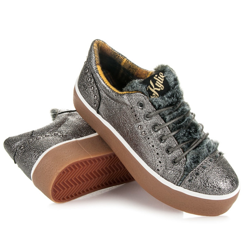 Kylie Sneakers con pelliccia grigio 1
