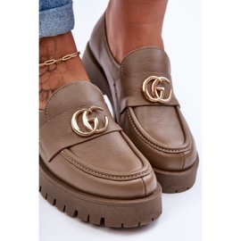 Laura Messi Scarpe Donna In Pelle Con Decoro Rosefalls Beige Scuro 2