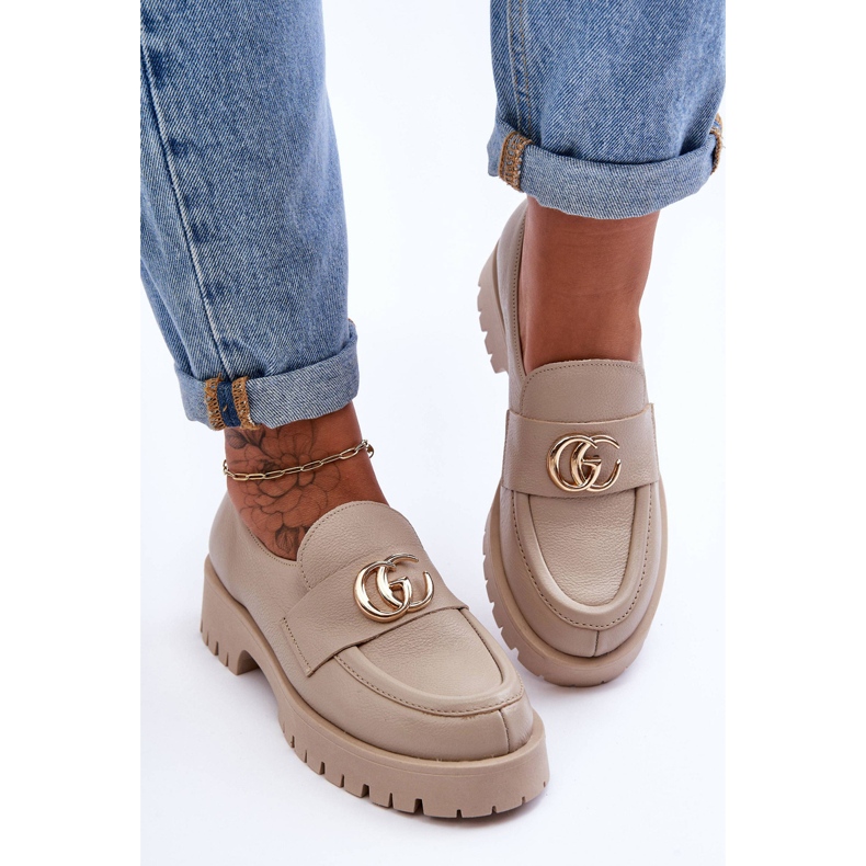 Laura Messi Scarpe Da Donna In Pelle Con Decoro Rosefalls Beige 2