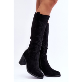 Day-Vine Stivali da donna in camoscio con tacco alto Khabira nero 1