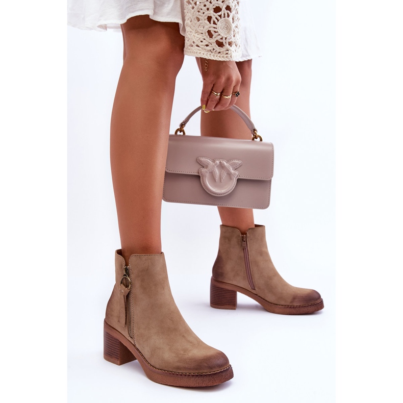 WS1 Stivali Classici Da Donna In Pelle Scamosciata Beige Limoso 1