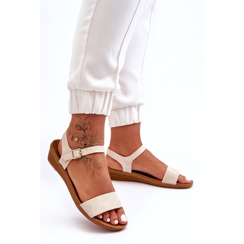 Arya Sandali Classici Con Zeppa Bassa Beige 2