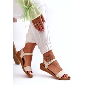 Arya Sandali Classici Con Zeppa Bassa Beige 6