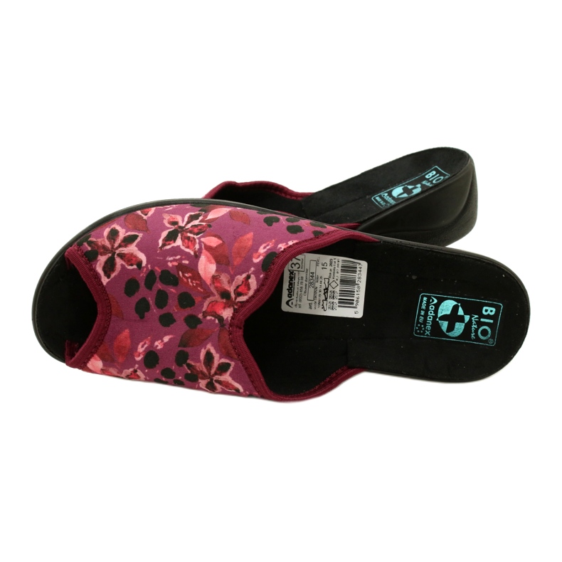 Pantofole da donna in velluto Adanex 28344 Marrone con fiori nero 5