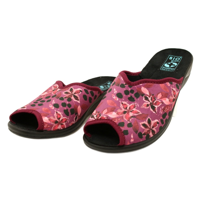 Pantofole da donna in velluto Adanex 28344 Marrone con fiori nero 3