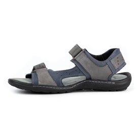 Olivier Sandali in pelle da uomo 295K blu navy con grigio 1