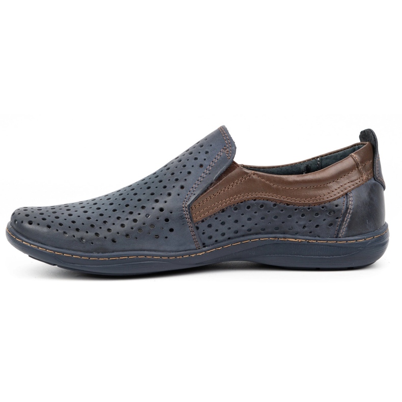 Olivier Mocassini traforati estivi da uomo 662 blu navy 1