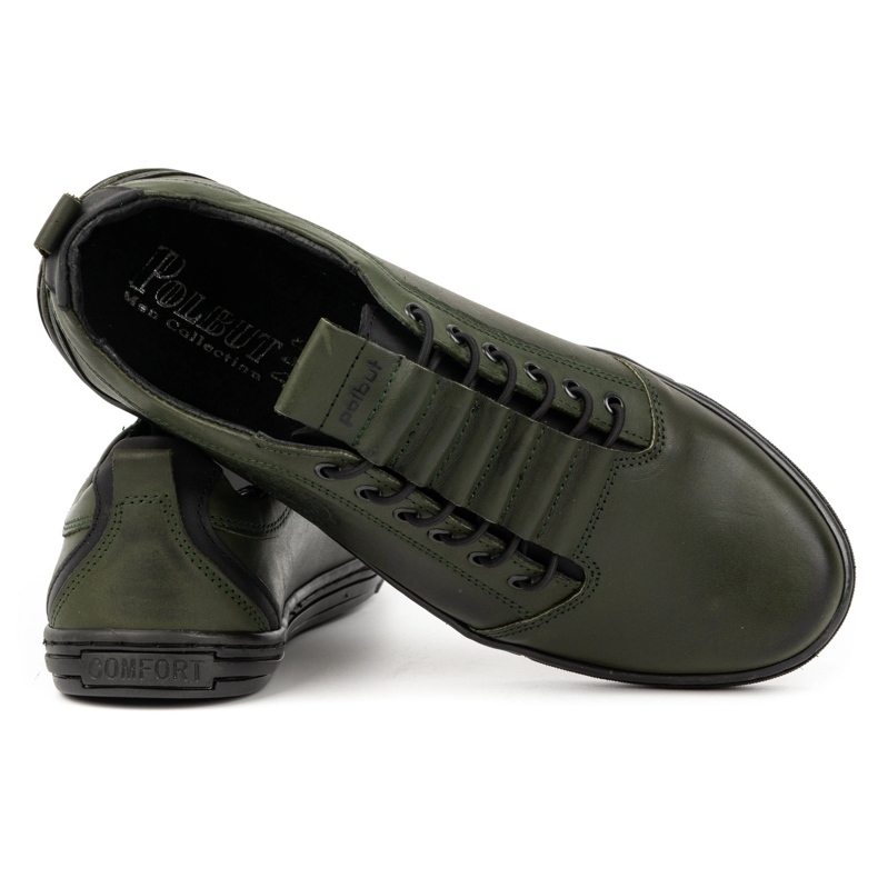 Polbut Scarpe casual da uomo in pelle 2121/2 kaki verde 2