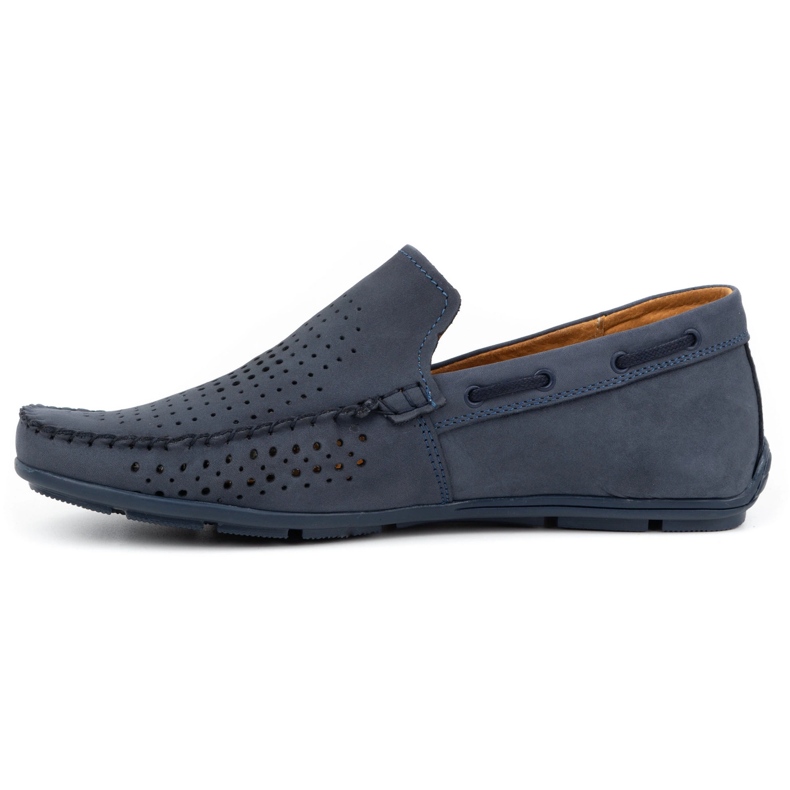 Olivier Mocassini estivi da uomo in pelle 085DKNT blu navy 1