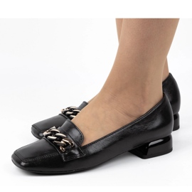 Exquisite Decolleté donna tacco alto in pelle 1451EX nero 1