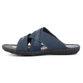 Kampol Pantofole da uomo in pelle 201/N nabuk blu navy 1