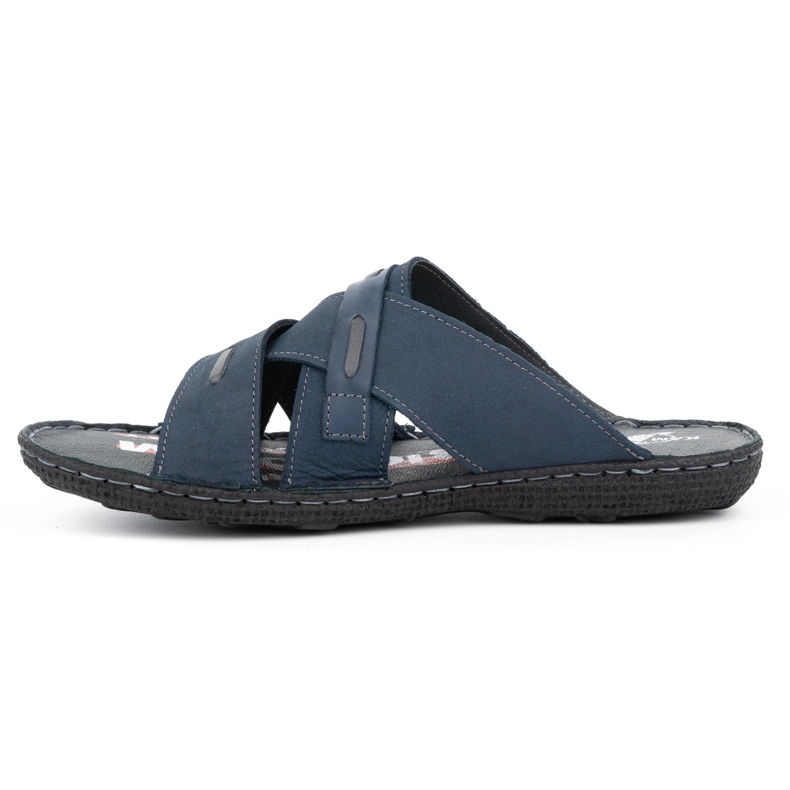 Kampol Pantofole da uomo in pelle 201/N nabuk blu navy 1