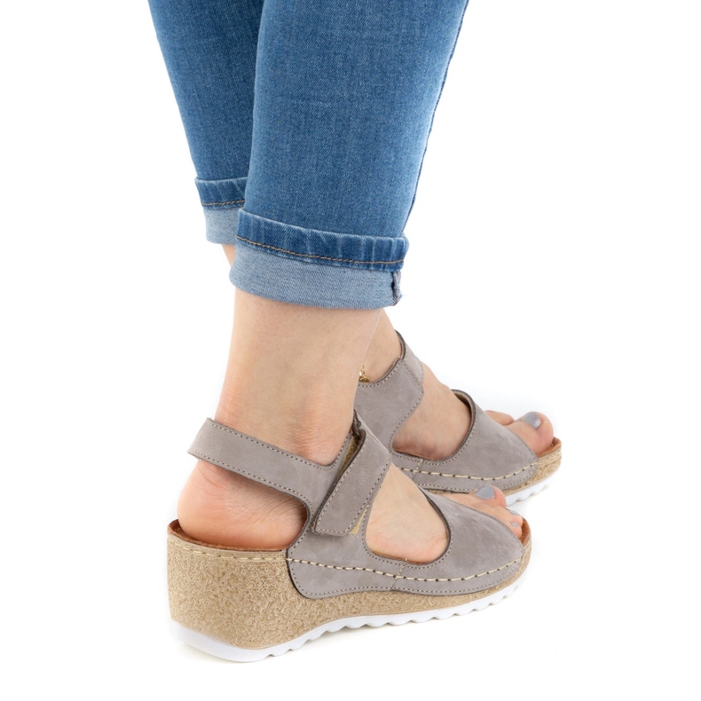 WASAK Comodi sandali da donna in pelle 0474W grigio 1