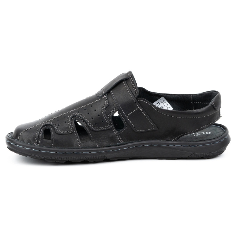 Olivier Sandali estivi da uomo in pelle 678MA neri nero 1