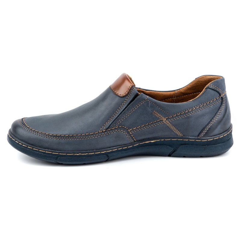 Olivier Slip-on da uomo in pelle 62K blu navy 1