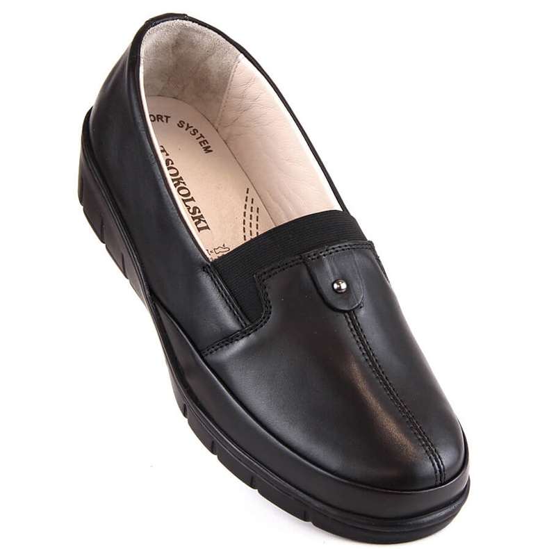 Scarpe da donna comode in pelle con elastico nero T.Sokolski J207 1