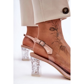 Sandali Rosa Alla Moda Decorati Su Un Tacco S.Barski MR1037-23 2