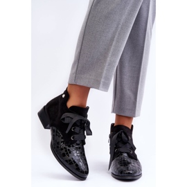 PD1 Tacchi piatti da donna con lacci neri Meroni nero 2