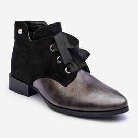 Tacchi piatti da donna con lacci neri Meroni nero 1