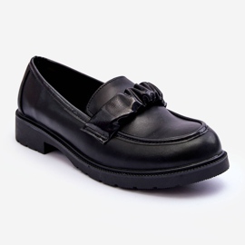 Mocassini in Pelle Tacco Basso Nero S.Barski HY335 1