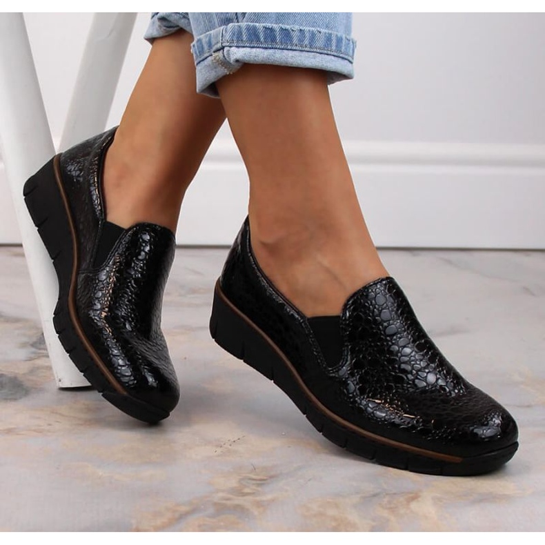 Comode scarpe Rieker W RKR166C coccodrillo nero 1