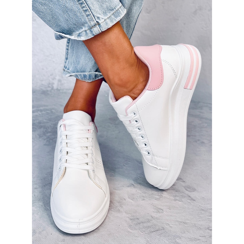 Sneakers con zeppa Maes rosa bianca 1