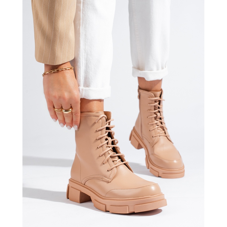 Borsa stringata da donna beige 1