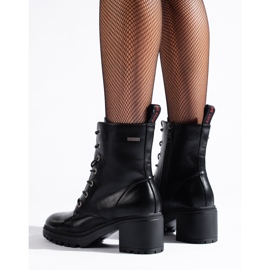 Borse stringate Vinceza da donna nere su un palo basso nero 2