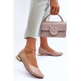 PD1 Scarpe con Tacco Piatto in Pelle Beige Vaani 1
