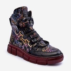 Stivali Stringati Piatti in Pelle Maciejka 06158-01 Nero 1