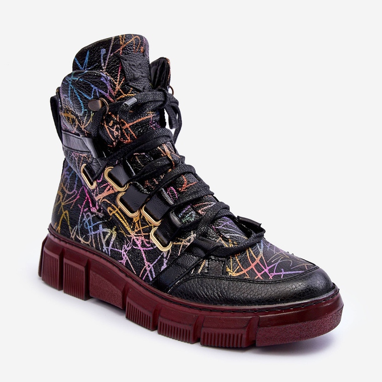 Stivali Stringati Piatti in Pelle Maciejka 06158-01 Nero 1