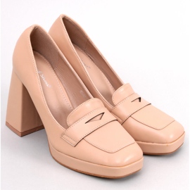 Mocassini con tacco Entee Nude beige 1
