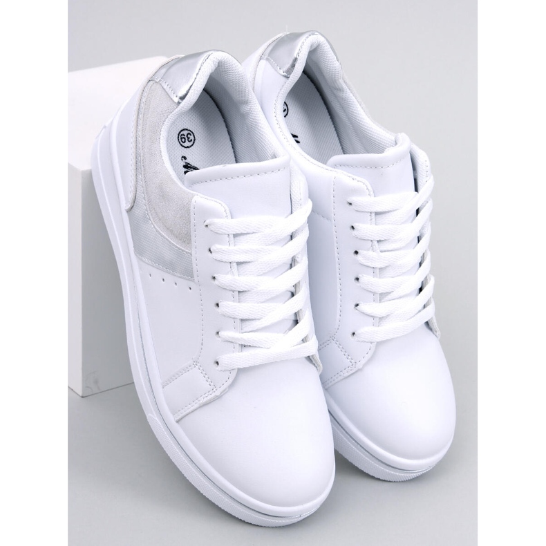 Sneaker Tobey Silver con zeppa bianco 1