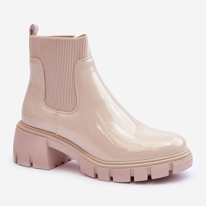 Stivaletti Laccati Donna Beige Cirie 1