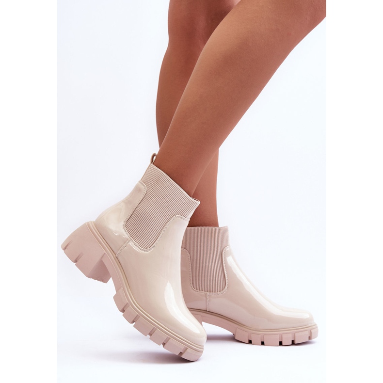 Stivaletti Laccati Donna Beige Cirie 2