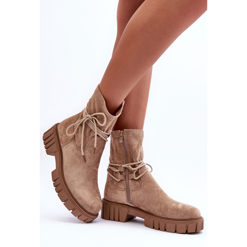 Stivaletti Camoscio Donna Beige Lineanor 2