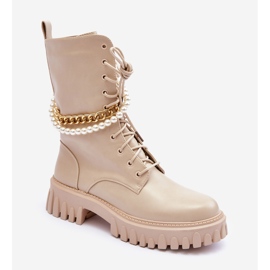 Lavoratori Alti In Pelle Con Catena Beige Nameer 1
