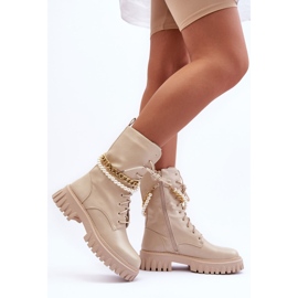 Lavoratori Alti In Pelle Con Catena Beige Nameer 2