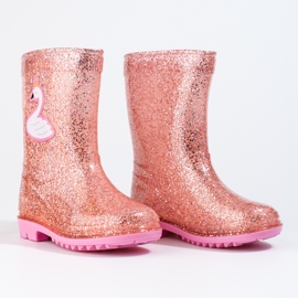 Stivali da pioggia Shelovet da ragazza High Glitter, rosa chiaro 1
