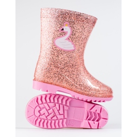 Stivali da pioggia Shelovet da ragazza High Glitter, rosa chiaro 2