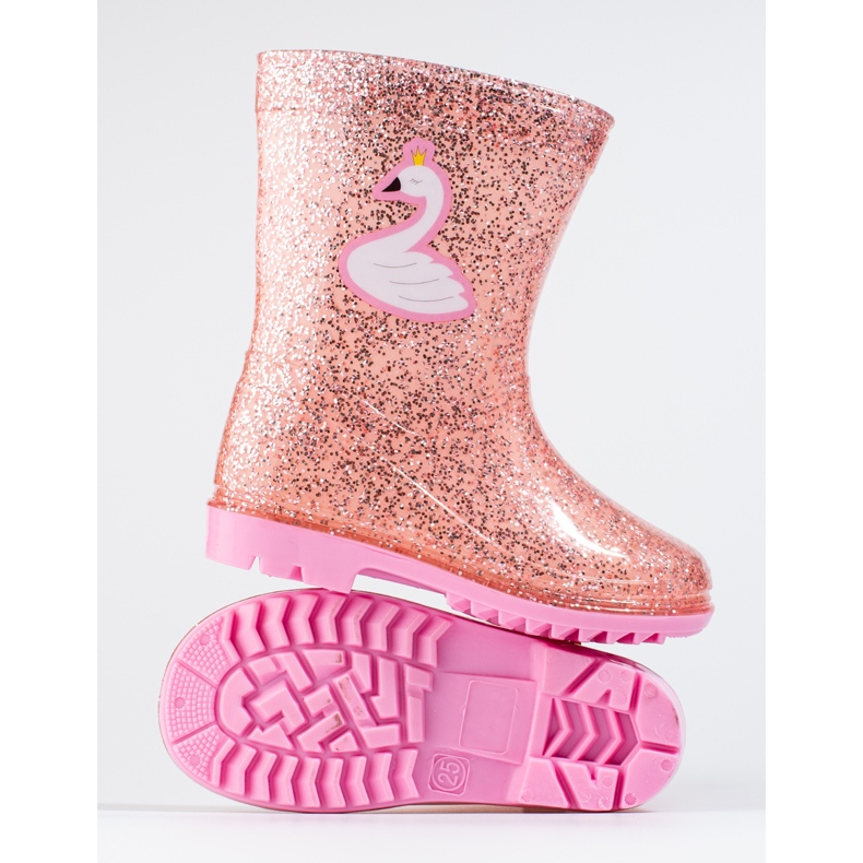 Stivali da pioggia Shelovet da ragazza High Glitter, rosa chiaro 2