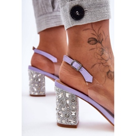 Sandali alla moda trasparenti su un tacco viola S.Barski MR1037-17 2